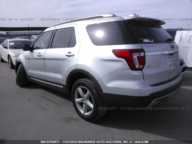 1FM5K8D83GGA87436 - 2016 FORD EXPLORER XLT SILVER photo 3