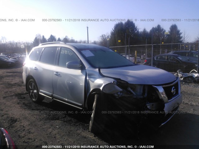 5N1AR2MM3DC644868 - 2013 NISSAN PATHFINDER S/SV/SL/PLATINUM SILVER photo 1