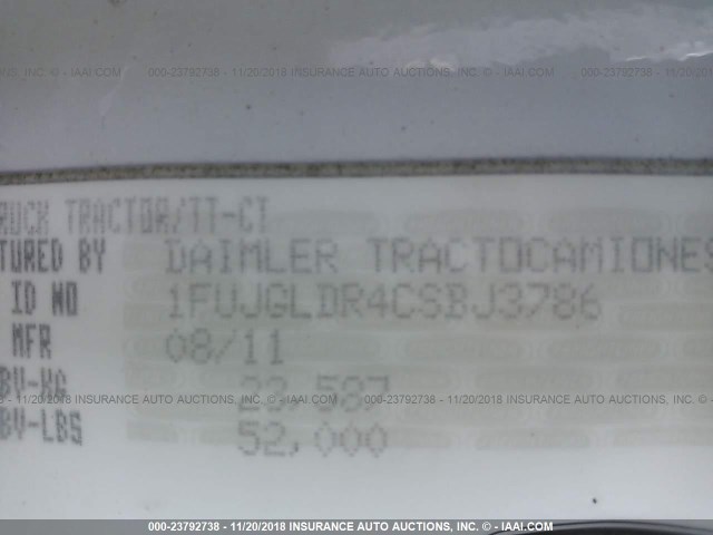 1FUJGLDR4CSBJ3786 - 2012 FREIGHTLINER CASCADIA 125  Unknown photo 9