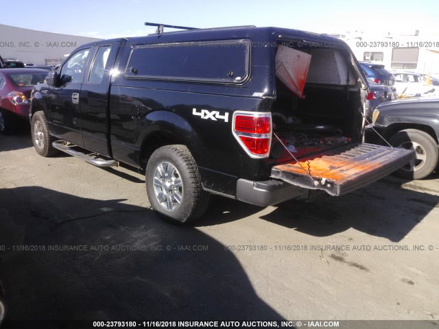 1FTEX1EM4BFD35457 - 2011 FORD F150 SUPER CAB BLACK photo 3