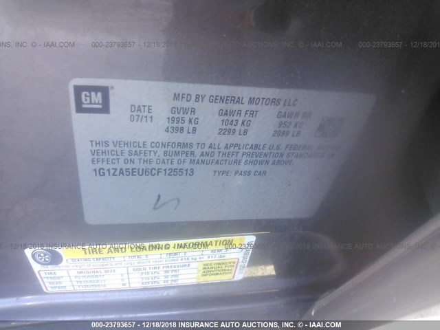 1G1ZA5EU6CF125513 - 2012 CHEVROLET MALIBU LS Pewter photo 9