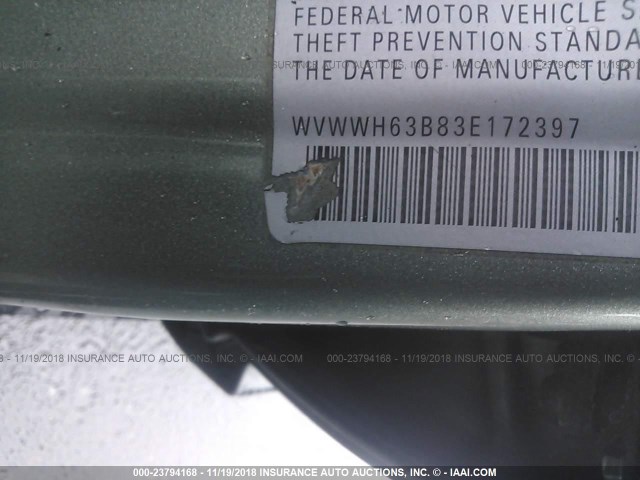 WVWWH63B83E172397 - 2003 VOLKSWAGEN PASSAT GLX 绿色 照片 9