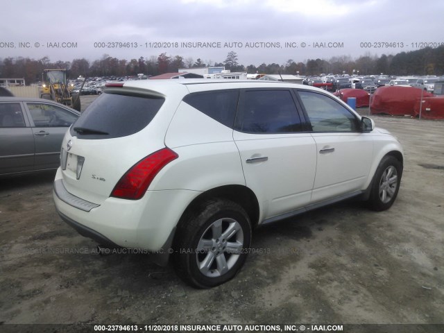 JN8AZ08W77W603445 - 2007 NISSAN MURANO WHITE photo 4