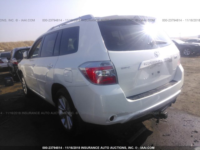 JTEEW44A482019953 - 2008 TOYOTA HIGHLANDER HYBRID LIMITED WHITE photo 3