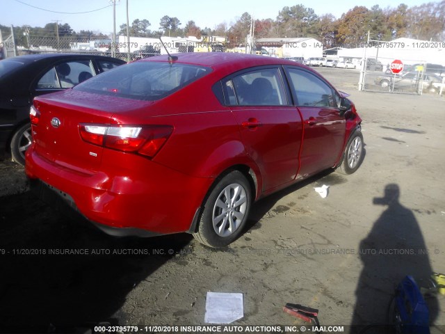 KNADM4A34H6008047 - 2017 KIA RIO LX RED photo 4