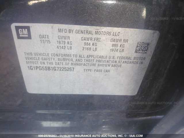 1G1PG5SB1G7225267 - 2016 CHEVROLET CRUZE LIMITED LTZ BLACK photo 9