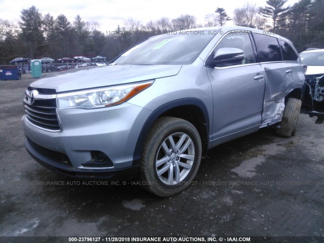 5TDBKRFH1FS129603 - 2015 TOYOTA HIGHLANDER LE/LE PLUS SILVER photo 2