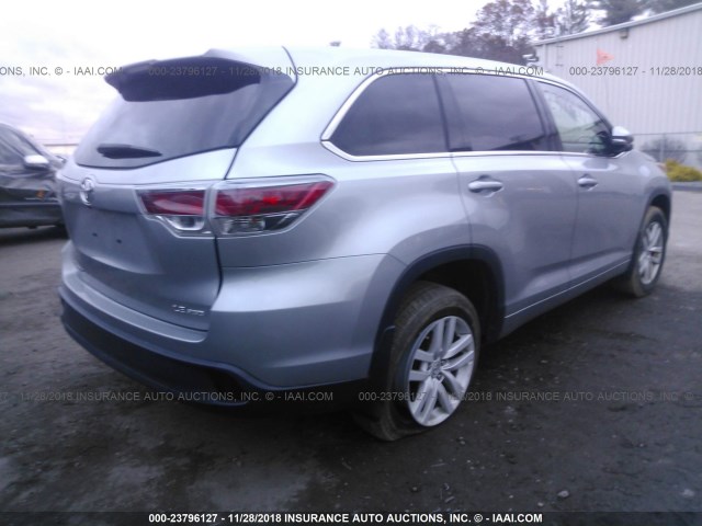 5TDBKRFH1FS129603 - 2015 TOYOTA HIGHLANDER LE/LE PLUS SILVER photo 4