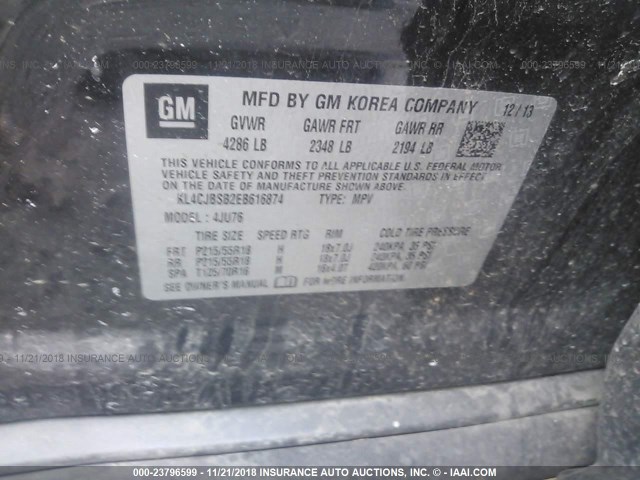 KL4CJBSB2EB616874 - 2014 BUICK ENCORE CONVENIENCE 棕色 照片 9