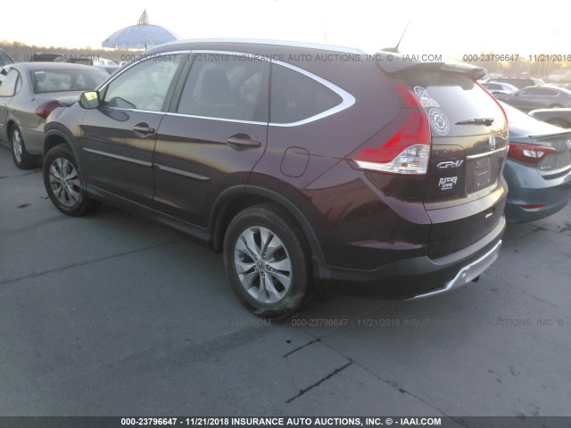 5J6RM4H70DL065580 - 2013 HONDA CR-V EXL MAROON photo 3