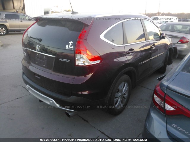 5J6RM4H70DL065580 - 2013 HONDA CR-V EXL MAROON photo 4