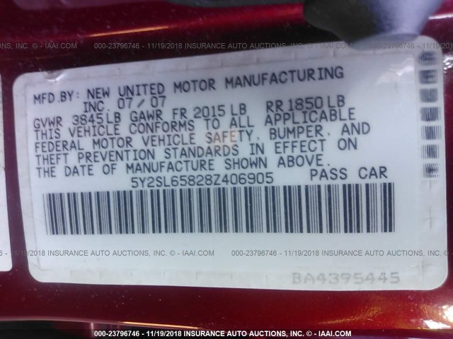 5Y2SL65828Z406905 - 2008 PONTIAC VIBE RED photo 9