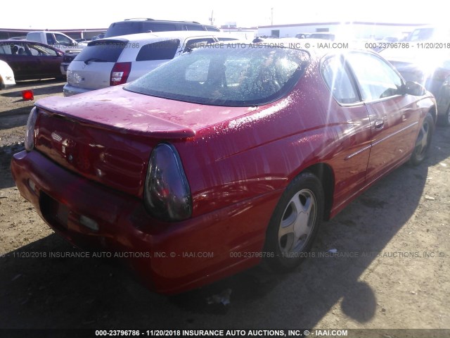 2G1WX12K549459023 - 2004 CHEVROLET MONTE CARLO SS RED photo 4