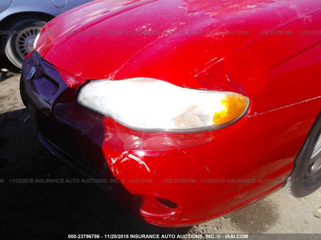 2G1WX12K549459023 - 2004 CHEVROLET MONTE CARLO SS RED photo 6