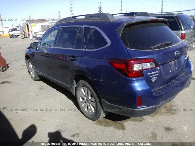 4S4BSBCC1G3343411 - 2016 SUBARU OUTBACK 2.5I PREMIUM BLUE photo 3