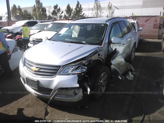 1GNKRHKD9FJ126722 - 2015 CHEVROLET TRAVERSE LT GRAY photo 2