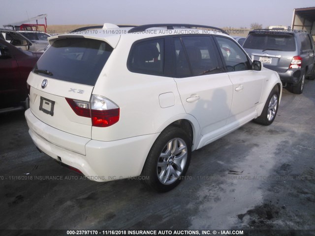 WBXPC93479WJ29164 - 2009 BMW X3 XDRIVE30I WHITE photo 4