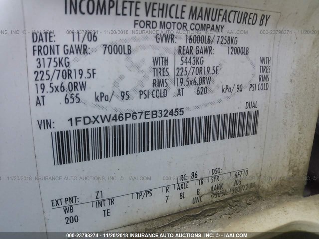 1FDXW46P67EB32455 - 2007 FORD F450 SUPER DUTY Unknown photo 9