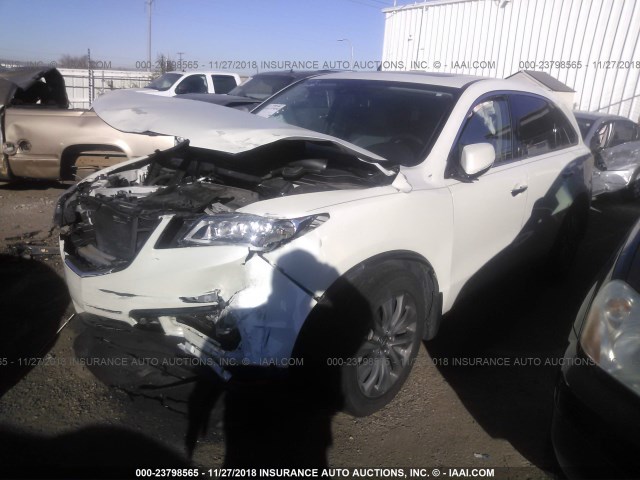 5FRYD4H40EB031990 - 2014 ACURA MDX TECHNOLOGY WHITE photo 2