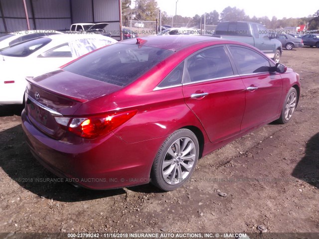 5NPEC4AC1DH648579 - 2013 HYUNDAI SONATA SE/LIMITED RED photo 4