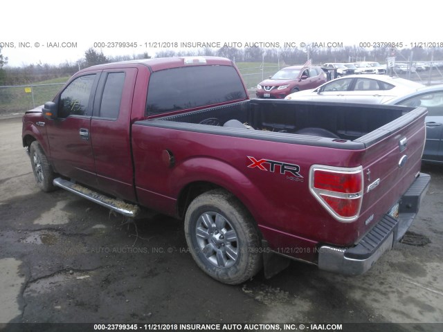 1FTFX1EF2BKD00574 - 2011 FORD F150 SUPER CAB RED photo 3