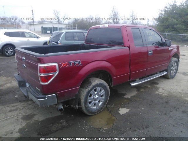 1FTFX1EF2BKD00574 - 2011 FORD F150 SUPER CAB RED photo 4