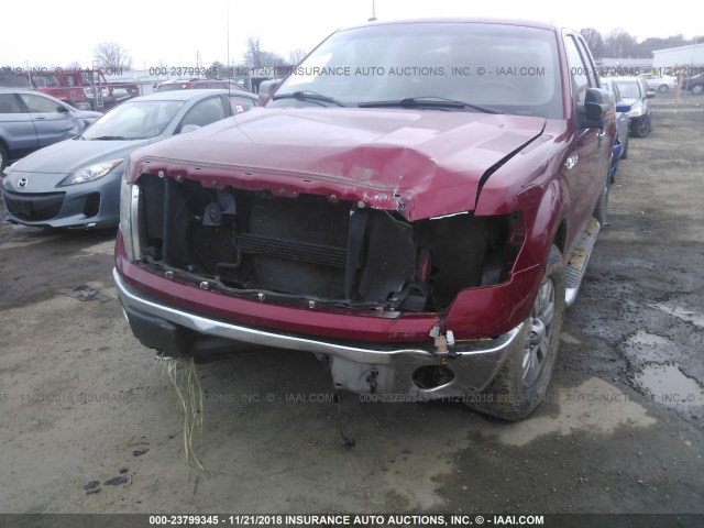 1FTFX1EF2BKD00574 - 2011 FORD F150 SUPER CAB RED photo 6