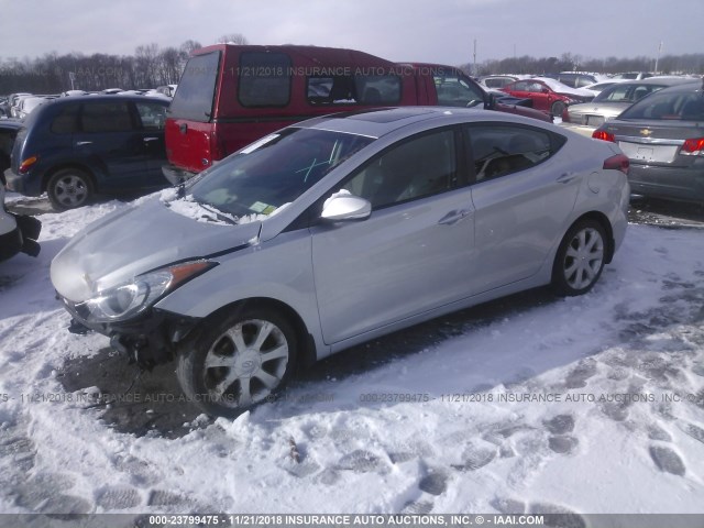 5NPDH4AE1DH336101 - 2013 HYUNDAI ELANTRA GLS/LIMITED SILVER photo 2