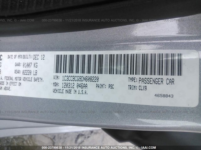 1C3CCBCG9DN608220 - 2013 CHRYSLER 200 LIMITED 银色 照片 9