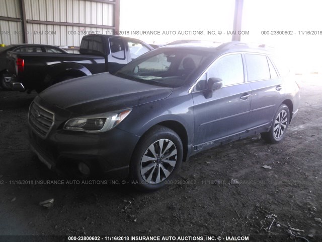 4S4BSBNC1F3305477 - 2015 SUBARU OUTBACK 2.5I LIMITED GRAY photo 2