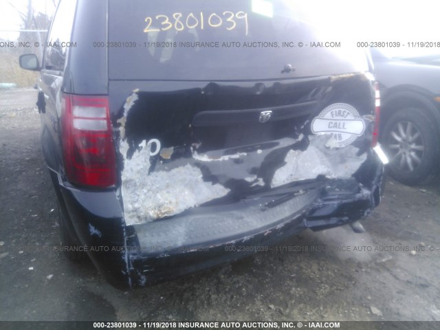 2D8HN44H28R114323 - 2008 DODGE GRAND CARAVAN SE BLACK photo 6