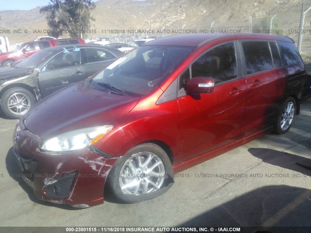 JM1CW2CL6D0149841 - 2013 MAZDA 5 RED photo 2