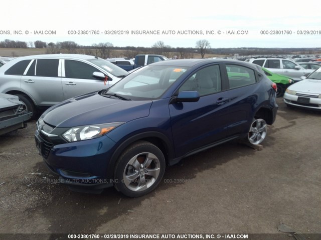 3CZRU5H36HG704521 - 2017 HONDA HR-V LX BLUE photo 2