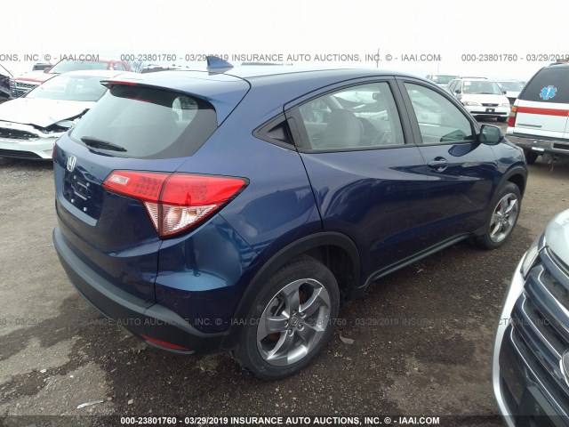 3CZRU5H36HG704521 - 2017 HONDA HR-V LX BLUE photo 4