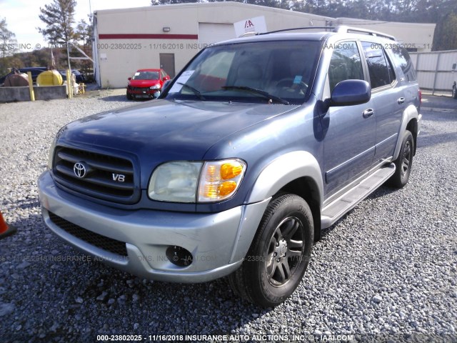 5TDBT44A24S211374 - 2004 TOYOTA SEQUOIA SR5 BLUE photo 2