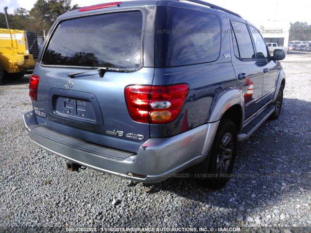 5TDBT44A24S211374 - 2004 TOYOTA SEQUOIA SR5 BLUE photo 4