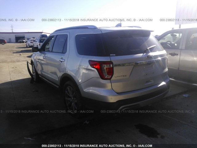 1FM5K7F82HGB81137 - 2017 FORD EXPLORER LIMITED SILVER photo 3