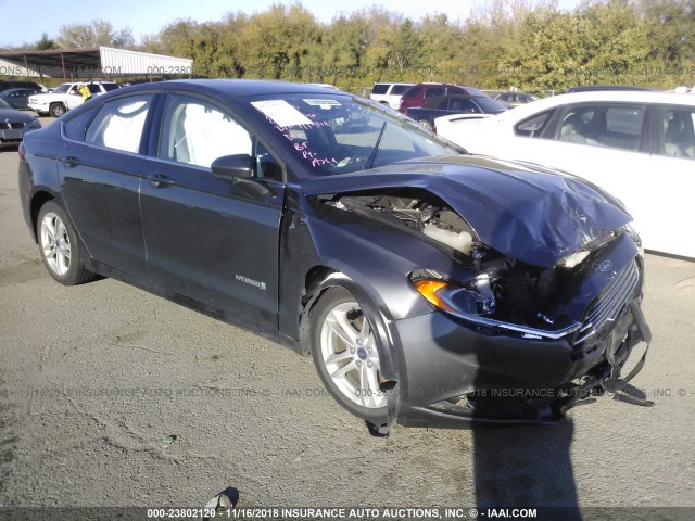 3FA6P0LU7JR169878 - 2018 FORD FUSION SE HYBRID GRAY photo 1