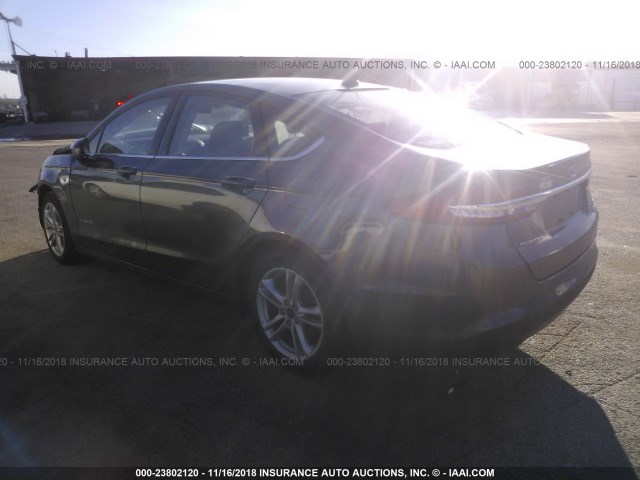 3FA6P0LU7JR169878 - 2018 FORD FUSION SE HYBRID GRAY photo 3