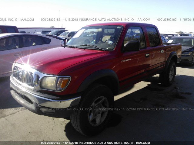 5TEGN92N62Z074572 - 2002 TOYOTA TACOMA DOUBLE CAB PRERUNNER RED photo 2