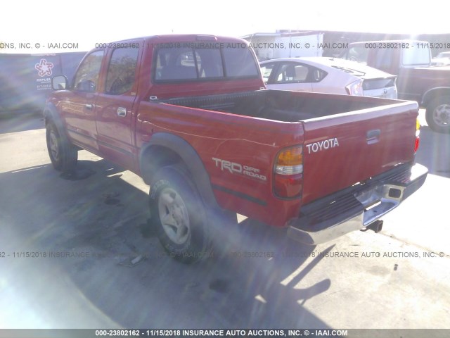 5TEGN92N62Z074572 - 2002 TOYOTA TACOMA DOUBLE CAB PRERUNNER RED photo 3