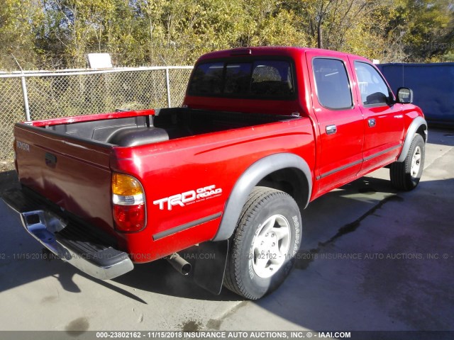 5TEGN92N62Z074572 - 2002 TOYOTA TACOMA DOUBLE CAB PRERUNNER RED photo 4