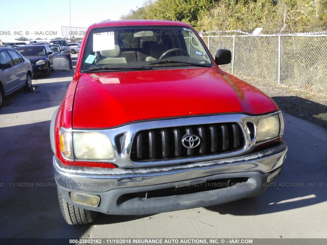 5TEGN92N62Z074572 - 2002 TOYOTA TACOMA DOUBLE CAB PRERUNNER RED photo 6