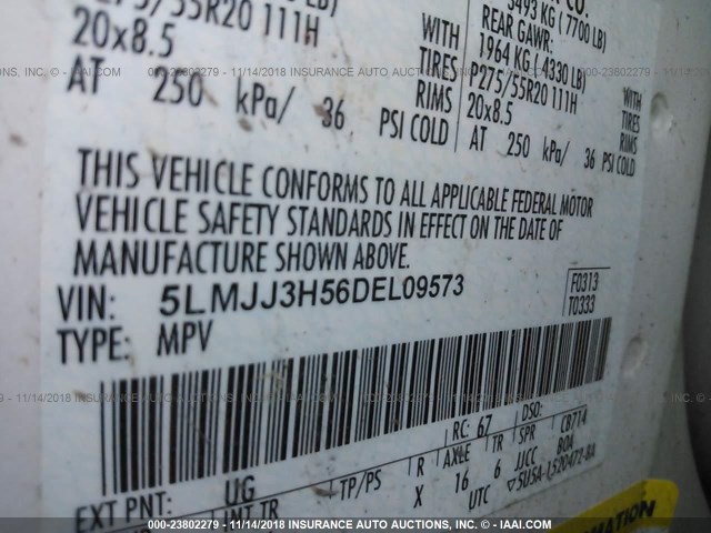 5LMJJ3H56DEL09573 - 2013 LINCOLN NAVIGATOR L WHITE photo 9