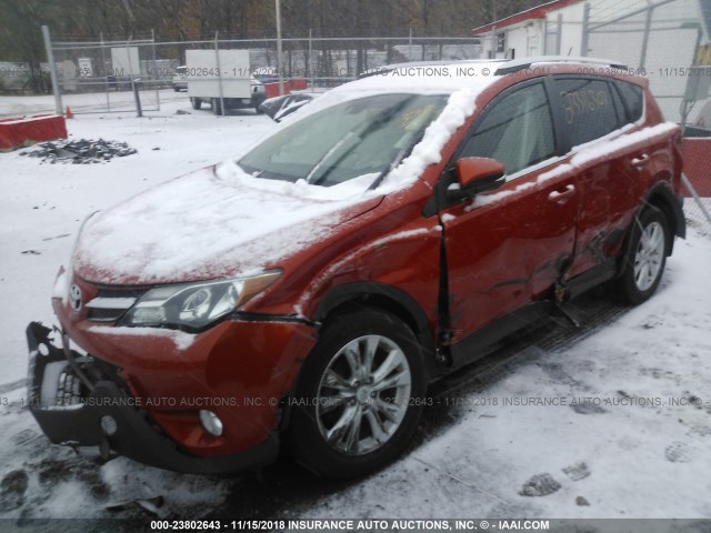 2T3DFREV7FW294235 - 2015 TOYOTA RAV4 LIMITED ORANGE photo 2