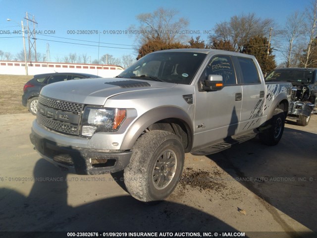 1FTFW1R60BFA70376 - 2011 FORD F150 SVT RAPTOR SILVER photo 2