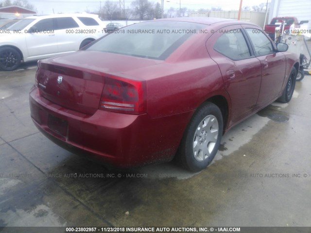 2B3KA43G27H636951 - 2007 DODGE CHARGER SE/SXT RED photo 4