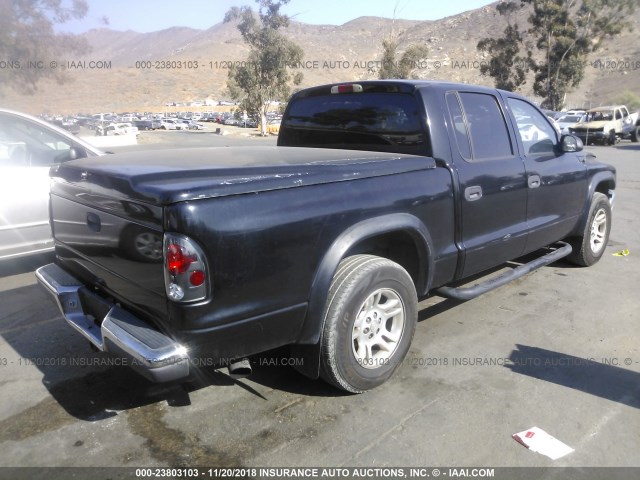 1D7HL38N44S768382 - 2004 DODGE DAKOTA QUAD SPORT BLACK photo 4