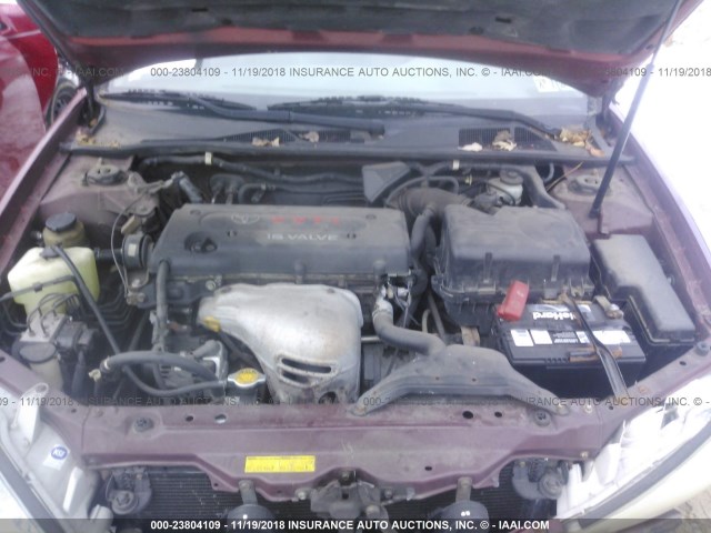 4T1BE32K12U003670 - 2002 TOYOTA CAMRY LE/XLE/SE RED photo 10