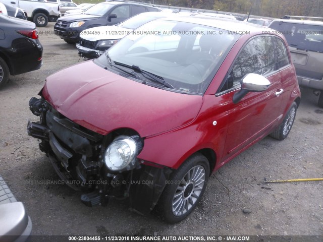 3C3CFFCR0FT513726 - 2015 FIAT 500 LOUNGE RED photo 2